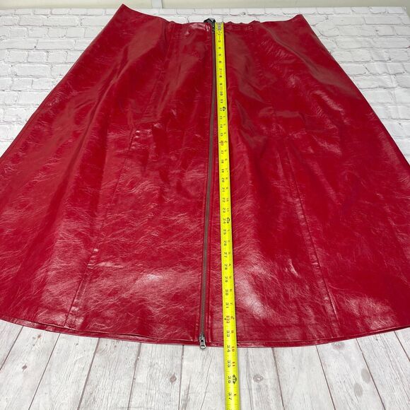 Eloquii Women Faux Leather A-Line Patent Red Skirt Zipper Plus Size 22 M273 -15 - Picture 7 of 16